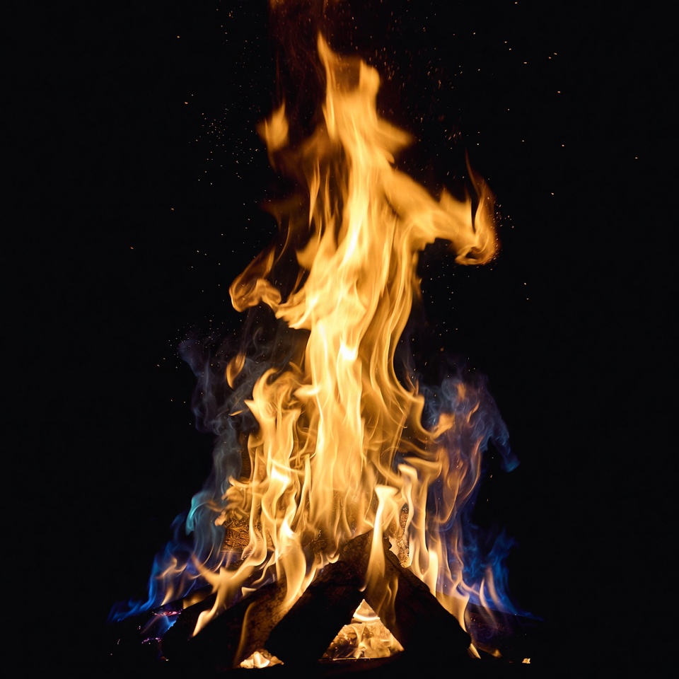 Burning Fire Flames on Black Background Burning Fire Flames on Black Background