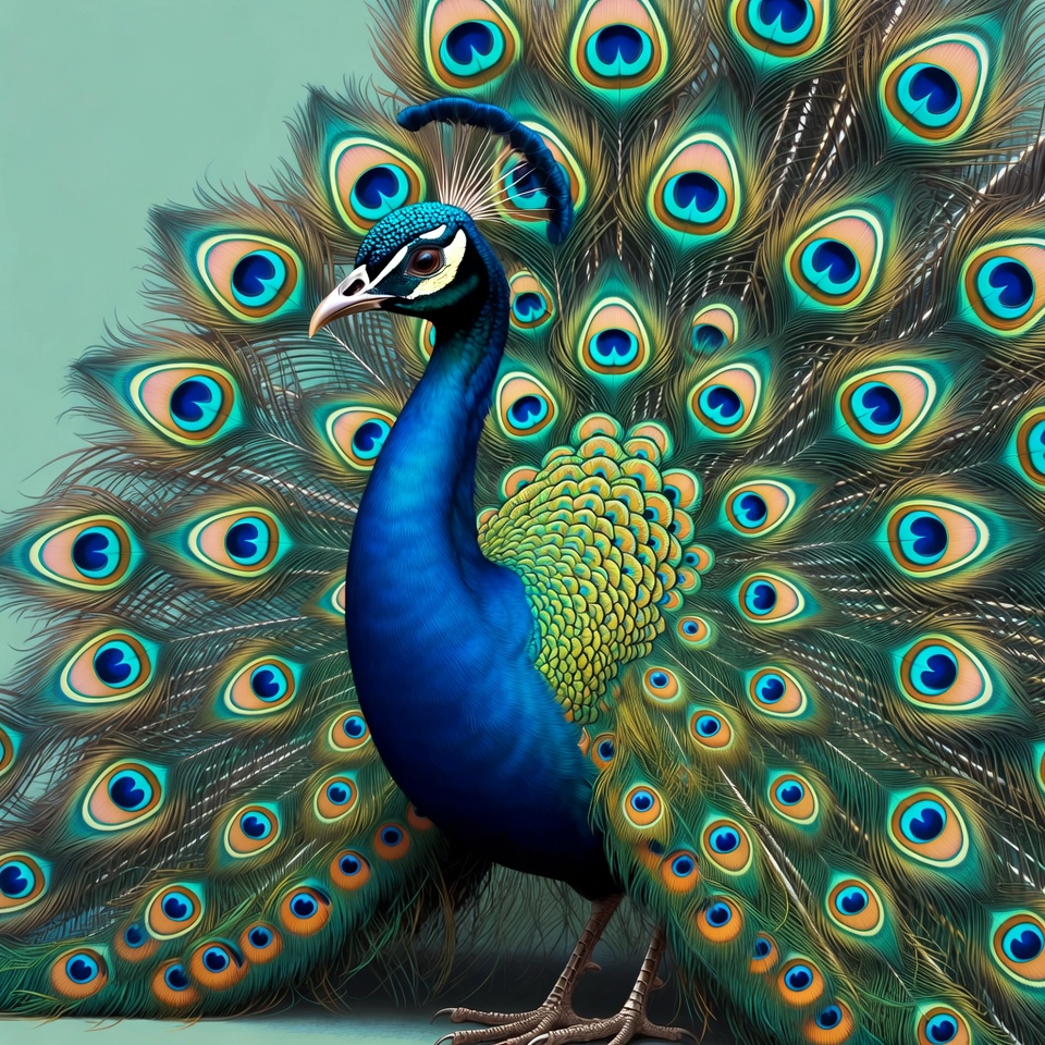 Peacock displaying vibrant tail feathers Peacock displaying vibrant tail feathers