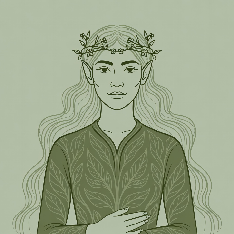 Elf woman with flower crown Elf woman with flower crown