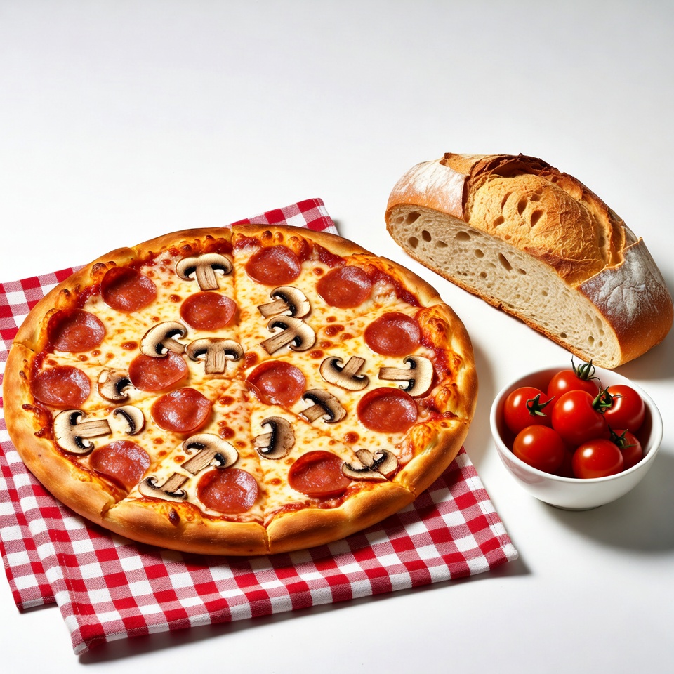 Pepperoni Mushroom Pizza with Bread Pepperoni Mushroom Pizza with Bread