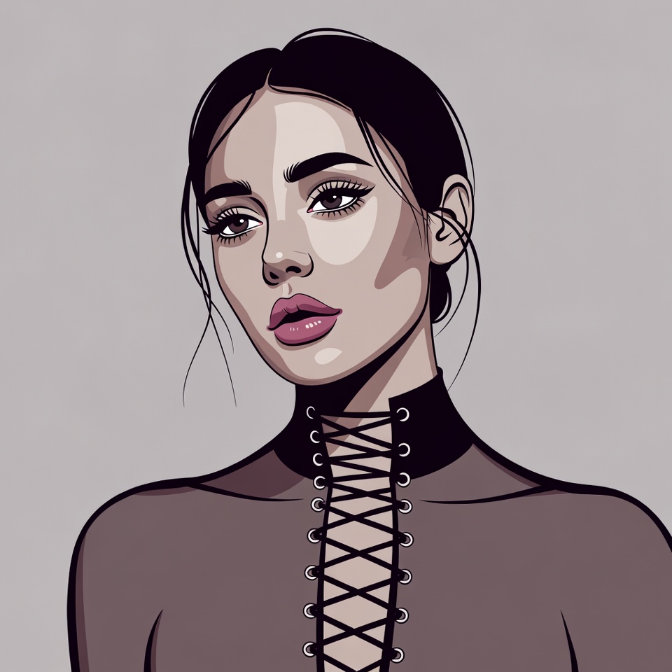 Woman in lacy choker illustration Woman in lacy choker illustration