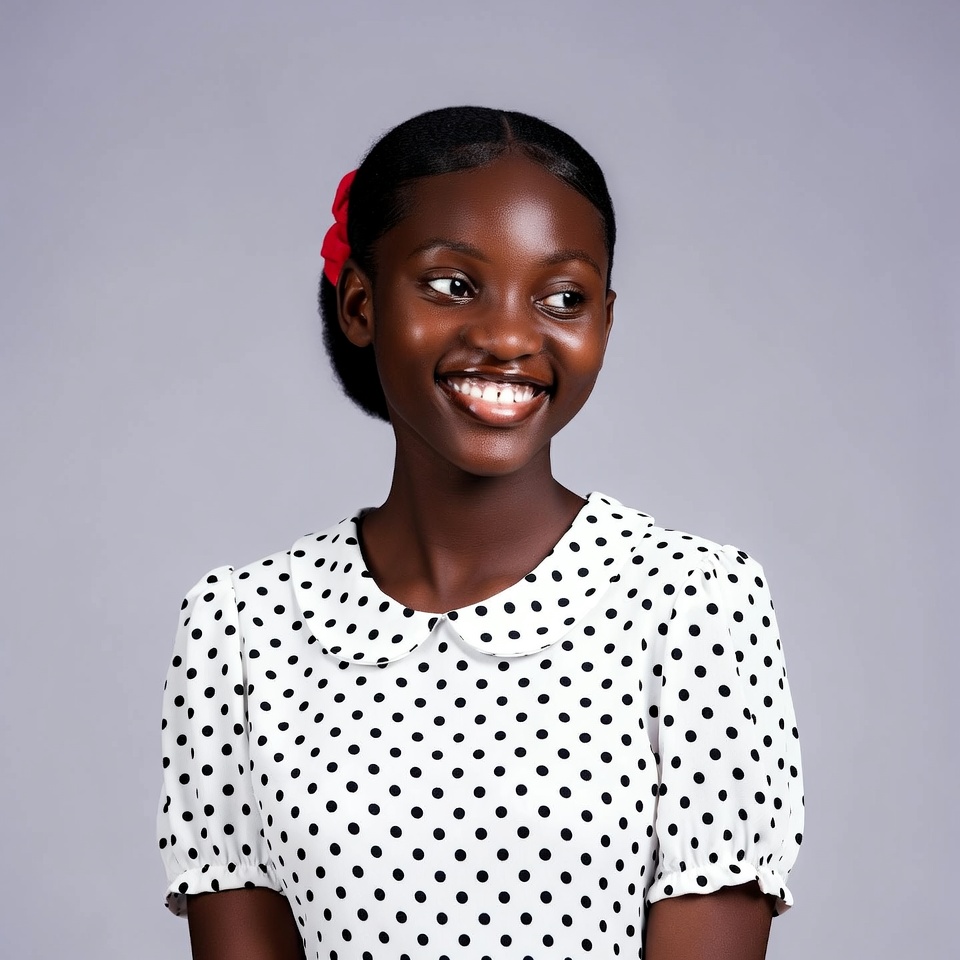 Smiling African girl with red hair clip Smiling African girl with red hair clip