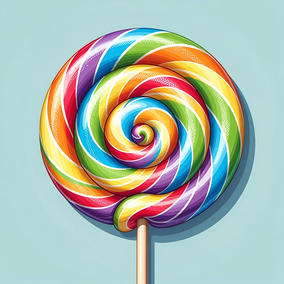 Colorful Rainbow Lollipop on Blue Background Colorful Rainbow Lollipop on Blue Background