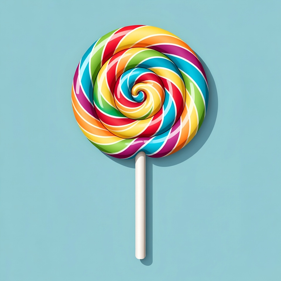 Colorful Rainbow Lollipop on Blue Background Colorful Rainbow Lollipop on Blue Background