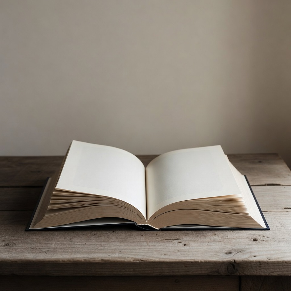 Open book on wooden table Open book on wooden table
