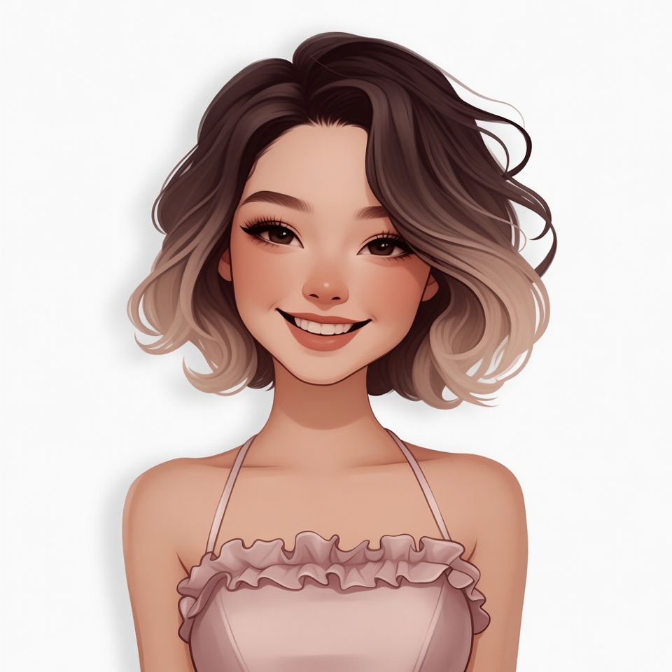 Asian girl with ombre hair smiling Asian girl with ombre hair smiling