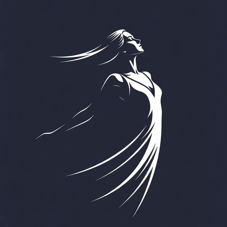 Silhouette woman with flowing hair Silhouette woman with flowing hair