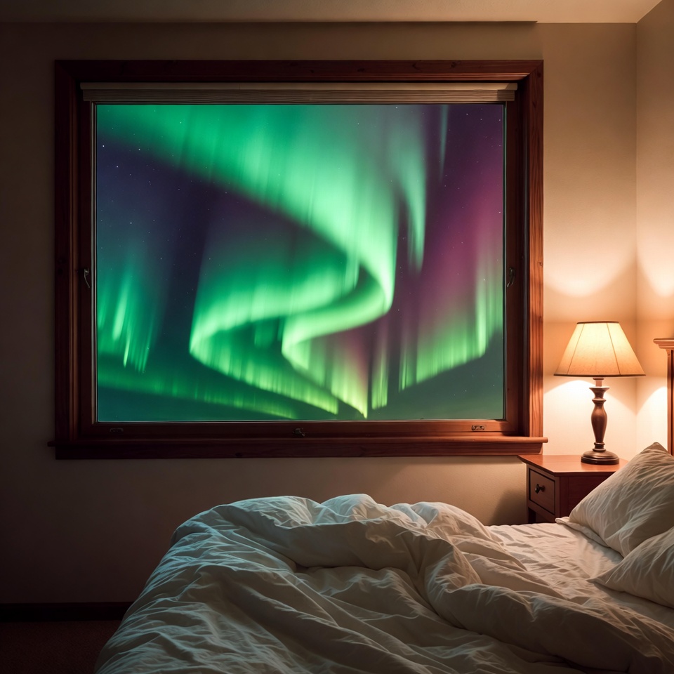 Northern Lights Visible Through Bedroom Window Northern Lights Visible Through Bedroom Window