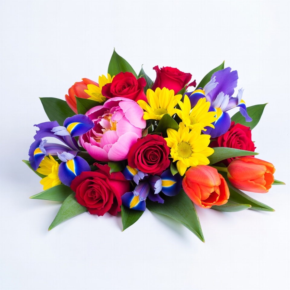 Colorful Flower Bouquet on White Background Colorful Flower Bouquet on White Background