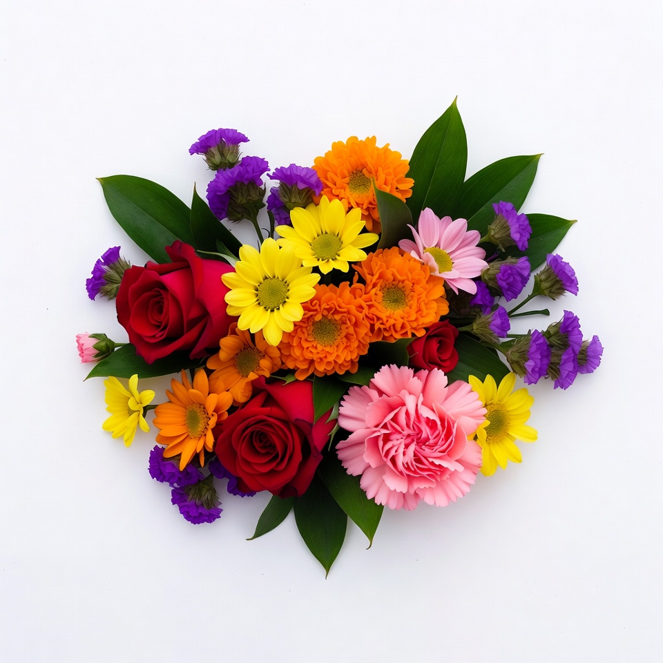 Colorful Flower Bouquet on White Background Colorful Flower Bouquet on White Background
