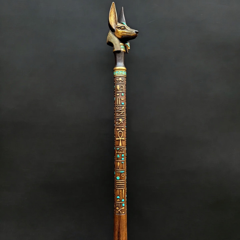 Anubis Staff on Black Background Anubis Staff on Black Background