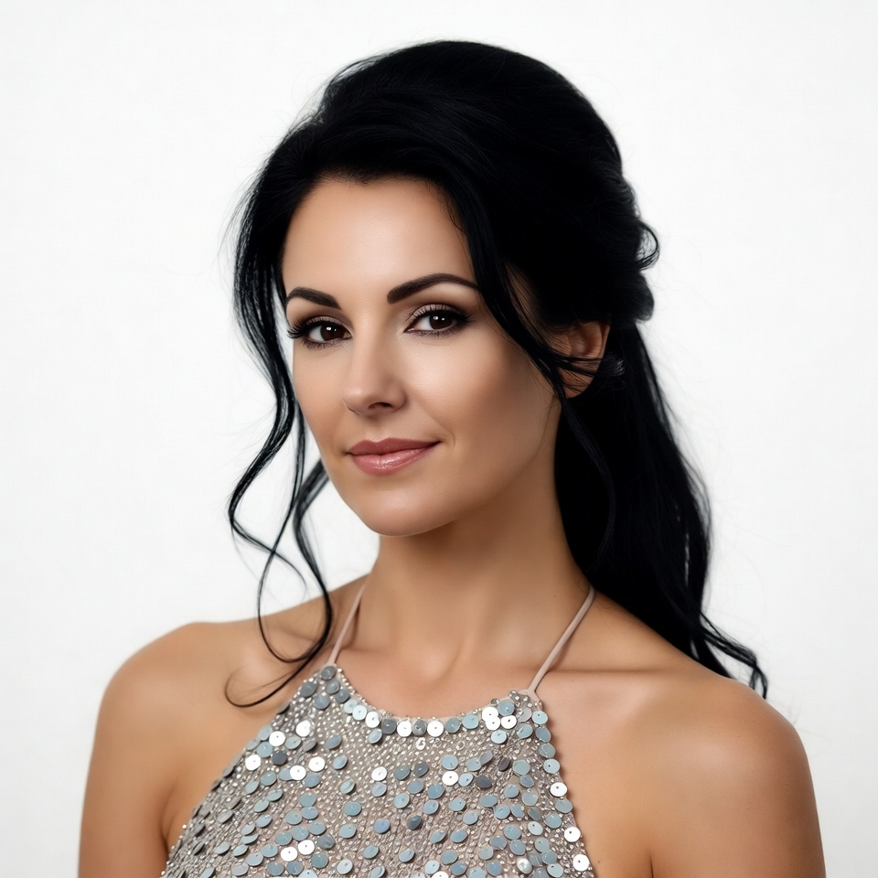 Woman in silver sequin dress Woman in silver sequin dress