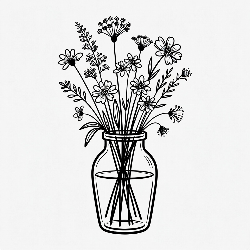 Wildflowers in Glass Jar Wildflowers in Glass Jar