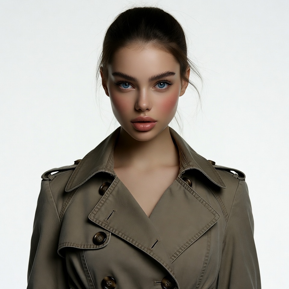 Beautiful woman in beige trench coat Beautiful woman in beige trench coat