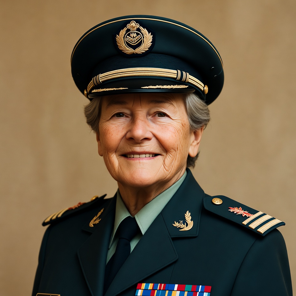 Elderly woman in military uniform Elderly woman in military uniform