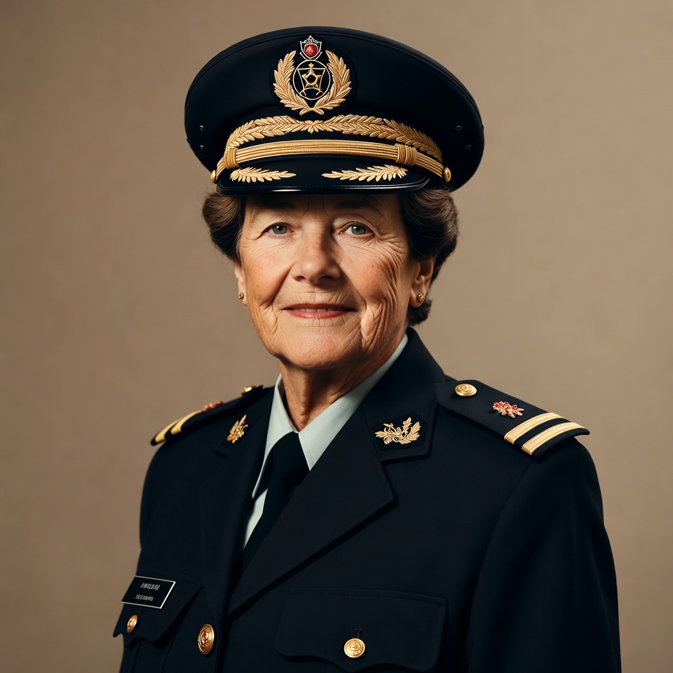 Elderly woman in military uniform Elderly woman in military uniform
