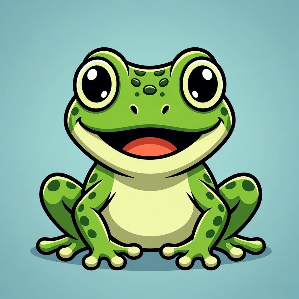 Cute cartoon green frog smiling Cute cartoon green frog smiling