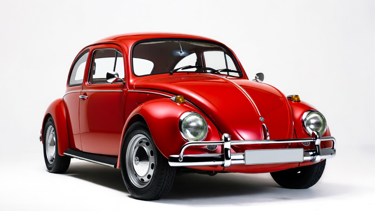 Red Volkswagen Beetle on white background Red Volkswagen Beetle on white background