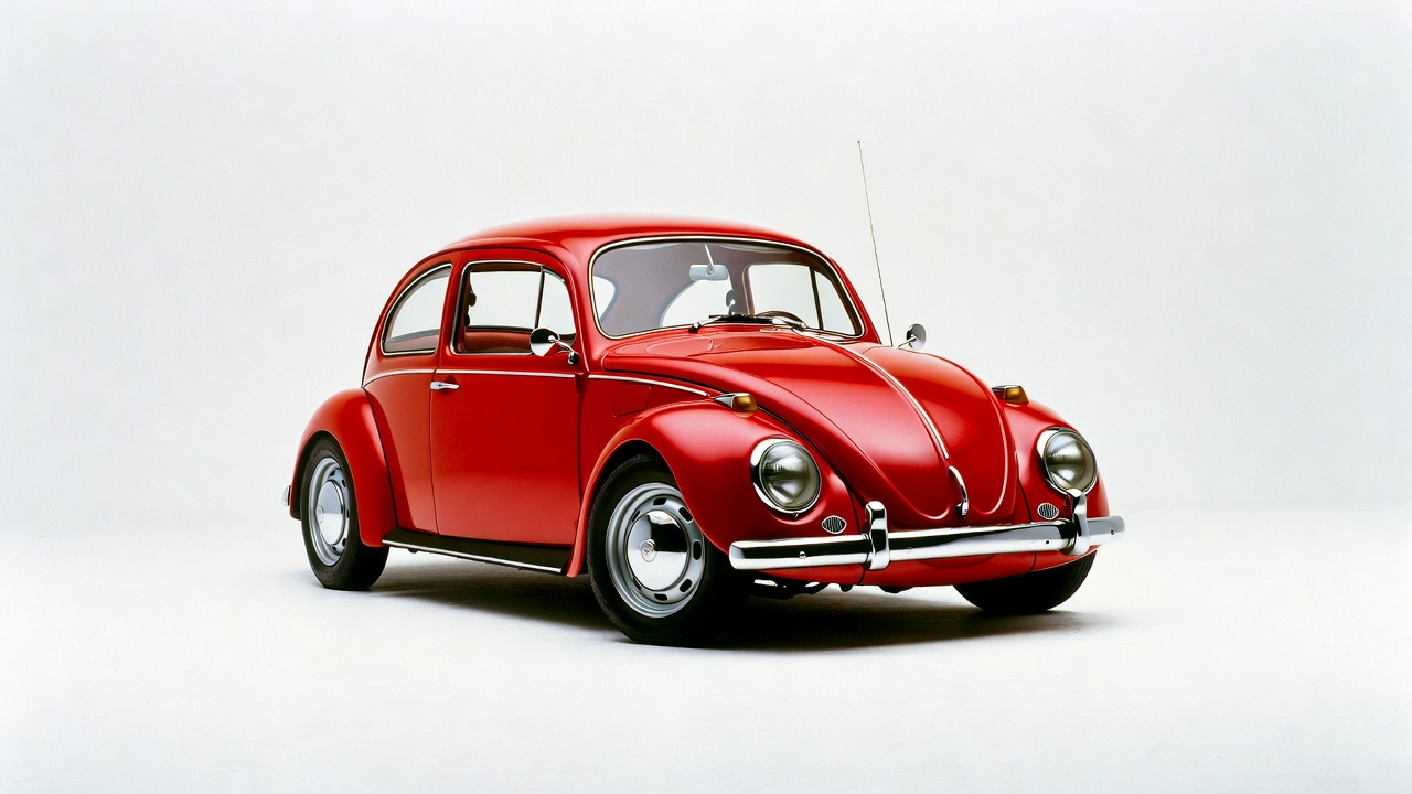 Red Volkswagen Beetle on white background Red Volkswagen Beetle on white background