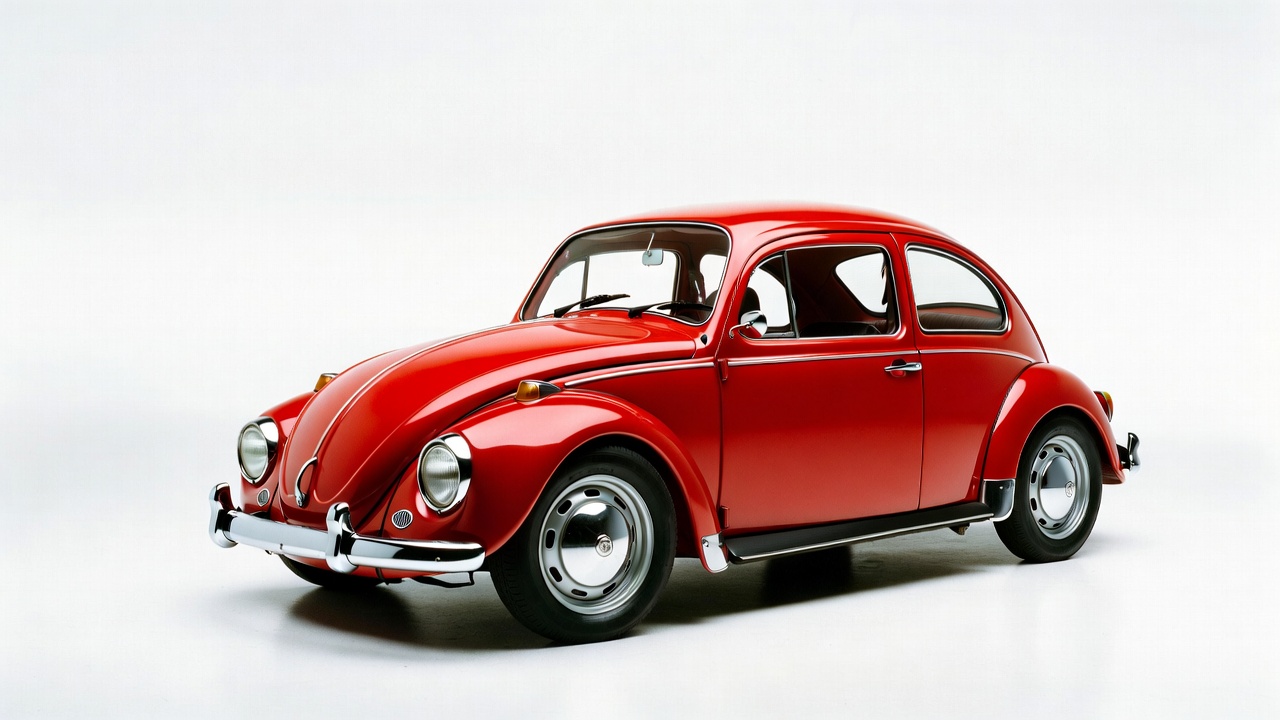 Red Volkswagen Beetle on white background Red Volkswagen Beetle on white background