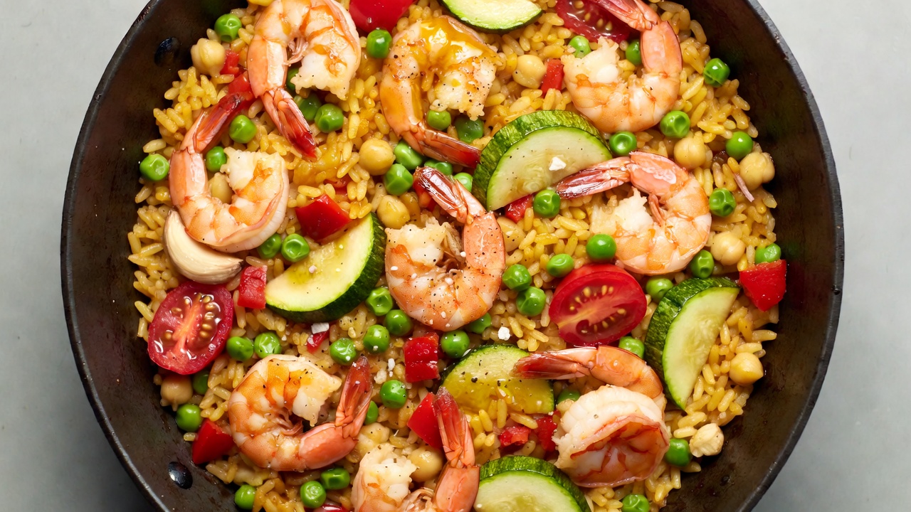 Shrimp Paella with Vegetables Shrimp Paella with Vegetables
