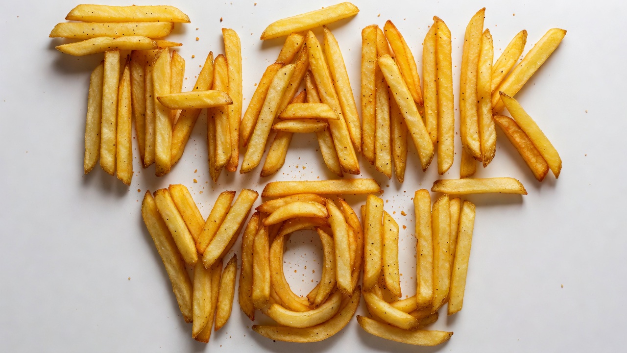 Thank You spelled with french fries Thank You spelled with french fries
