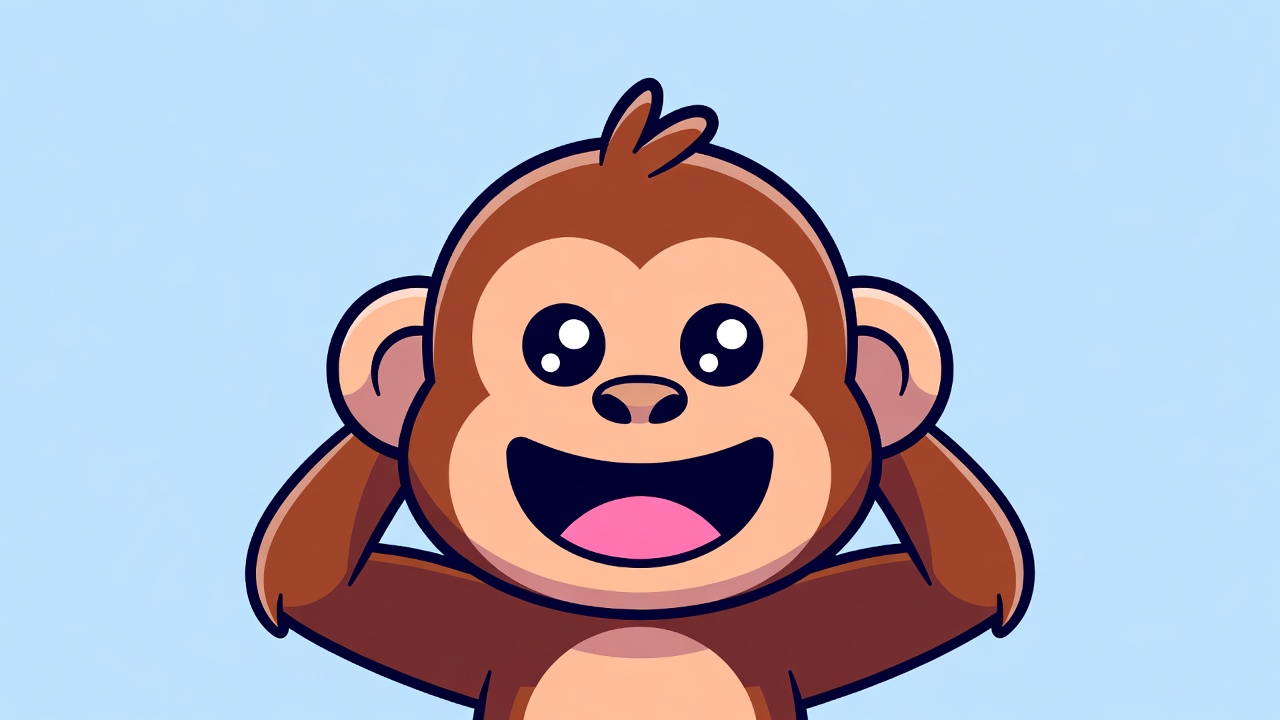 Happy cartoon monkey covering ears Happy cartoon monkey covering ears