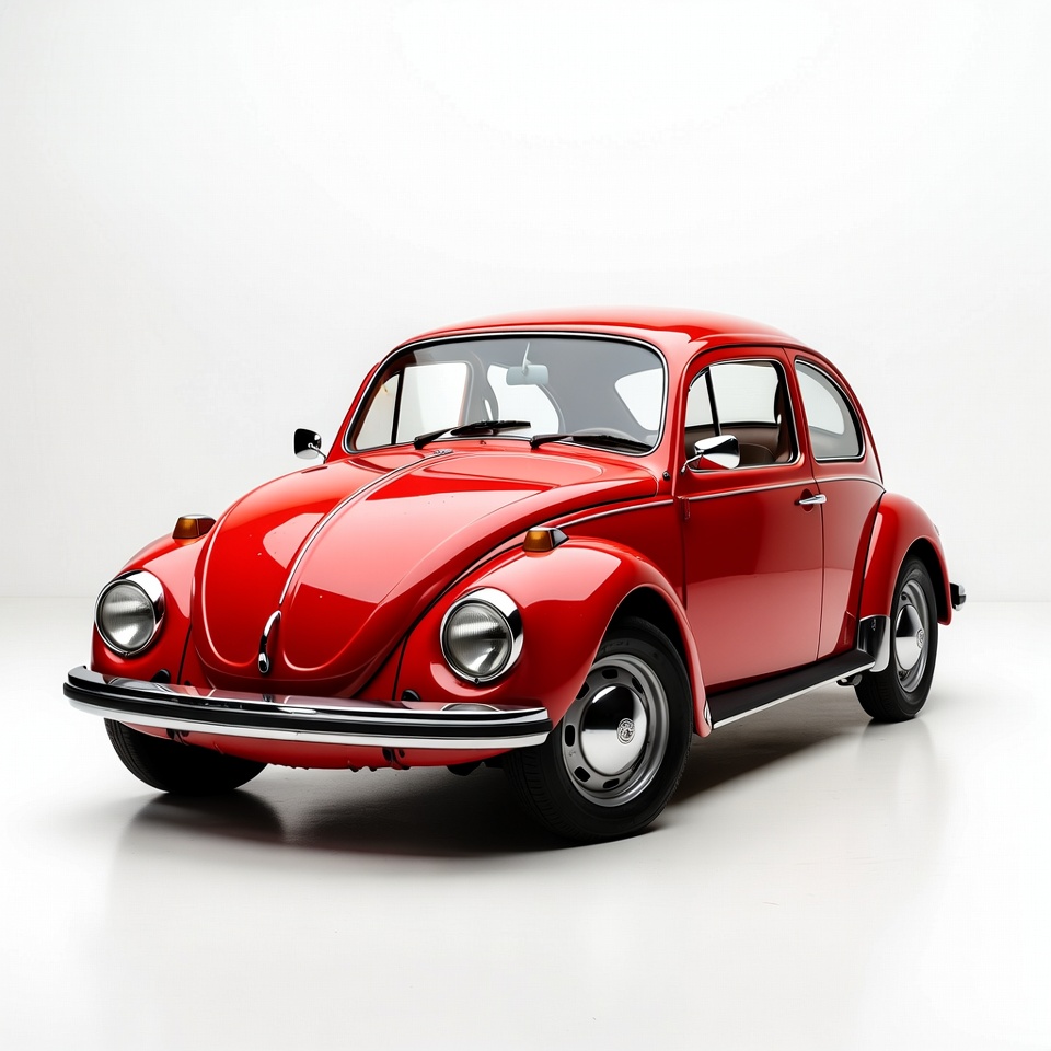 Red Volkswagen Beetle on white background Red Volkswagen Beetle on white background