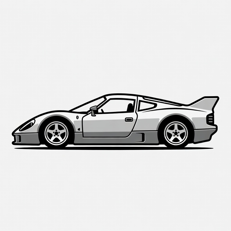 Silver Sports Car Illustration Silver Sports Car Illustration