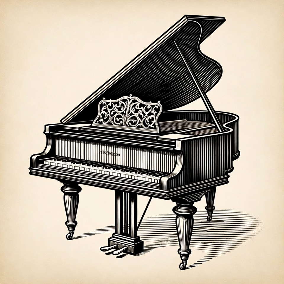 Vintage Grand Piano Illustration Vintage Grand Piano Illustration