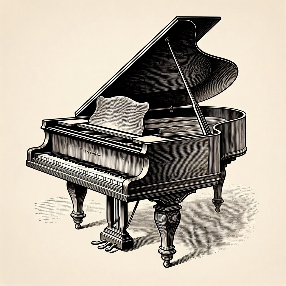 Vintage Grand Piano Illustration Vintage Grand Piano Illustration