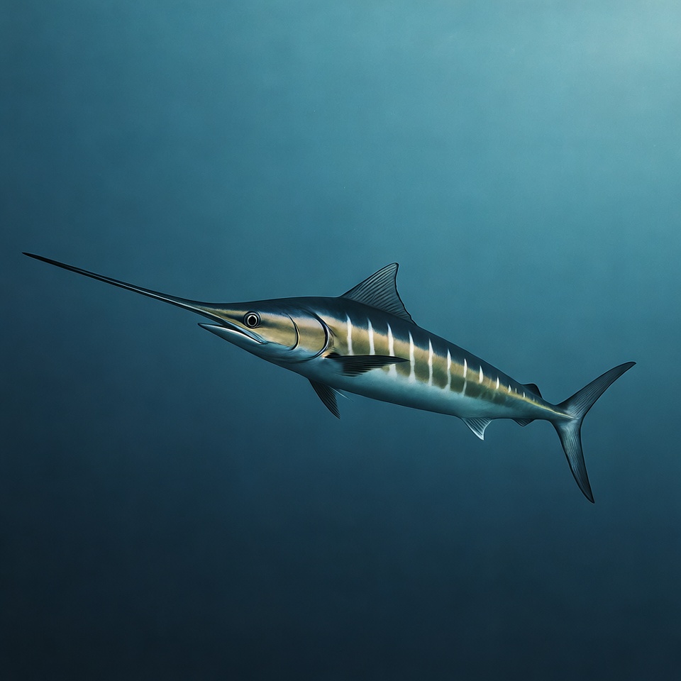 Swordfish swimming underwater Swordfish swimming underwater