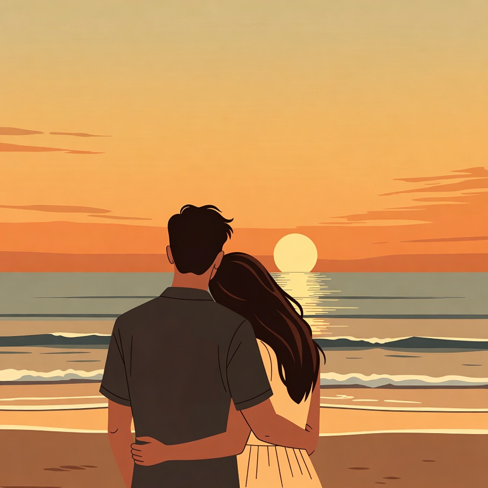Couple embracing at sunset beach Couple embracing at sunset beach