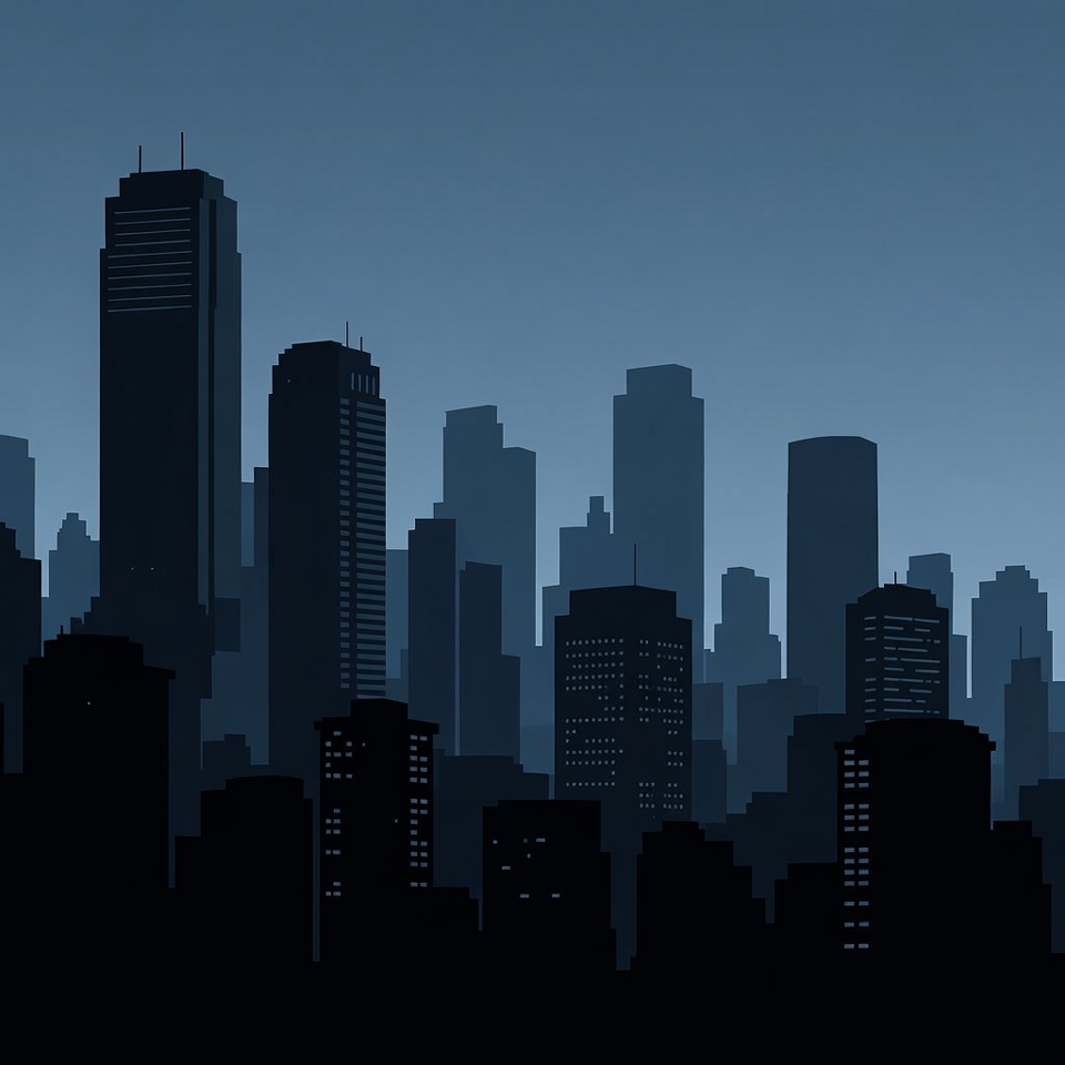 Silhouette City Skyline at Night Silhouette City Skyline at Night