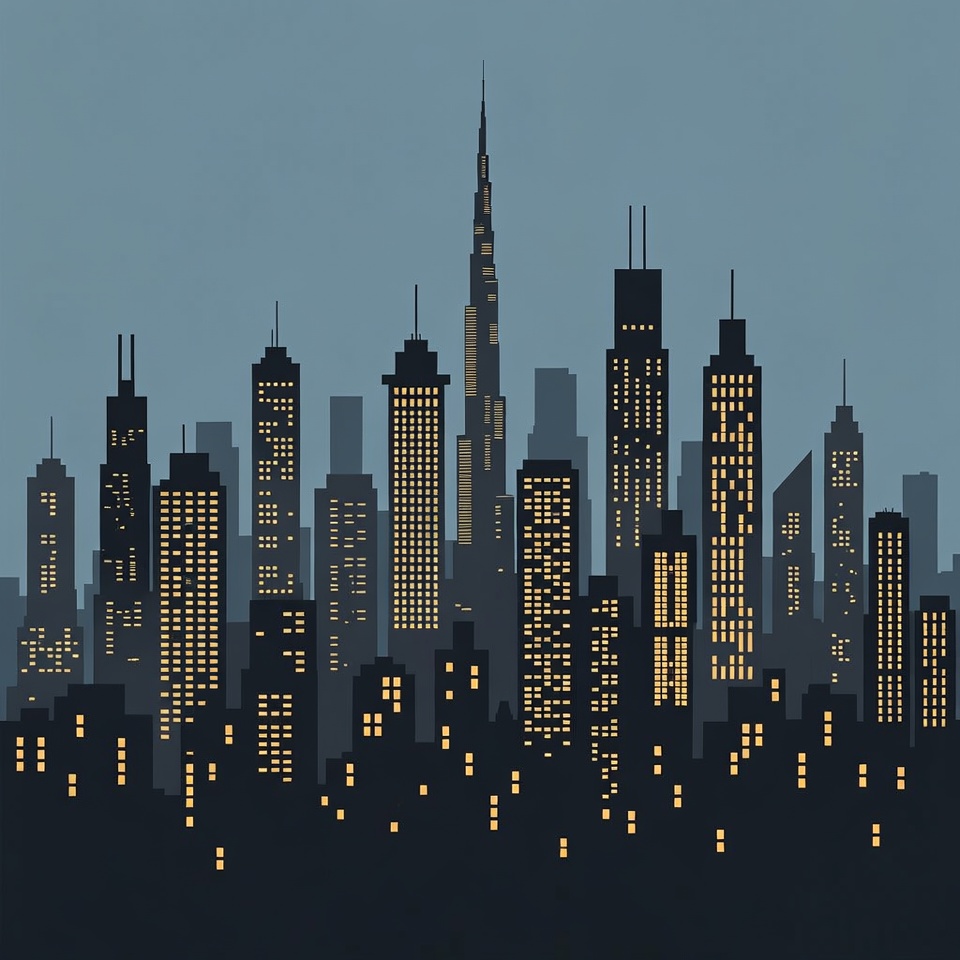 Dubai Skyline Silhouette at Night Dubai Skyline Silhouette at Night