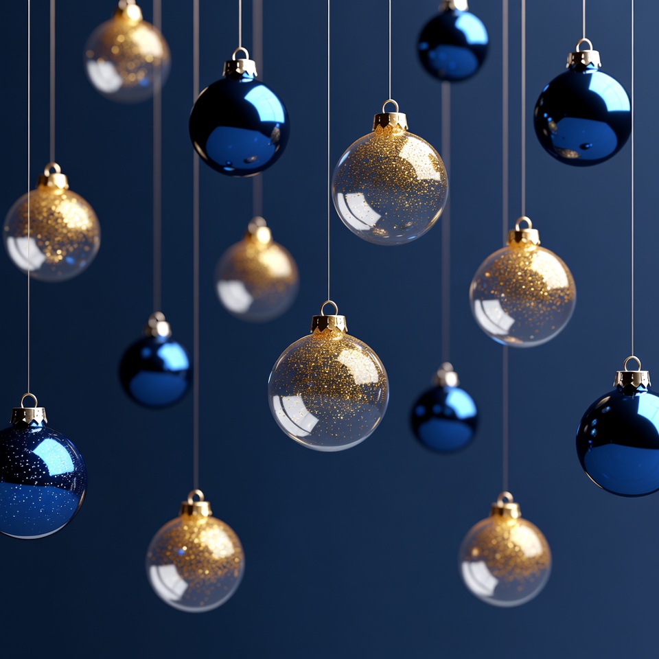 Gold and Blue Hanging Christmas Ornaments Gold and Blue Hanging Christmas Ornaments