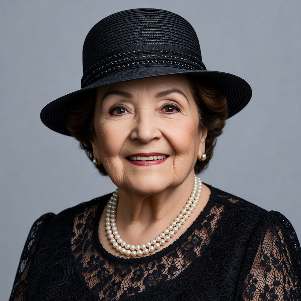 Elderly woman wearing black hat Elderly woman wearing black hat