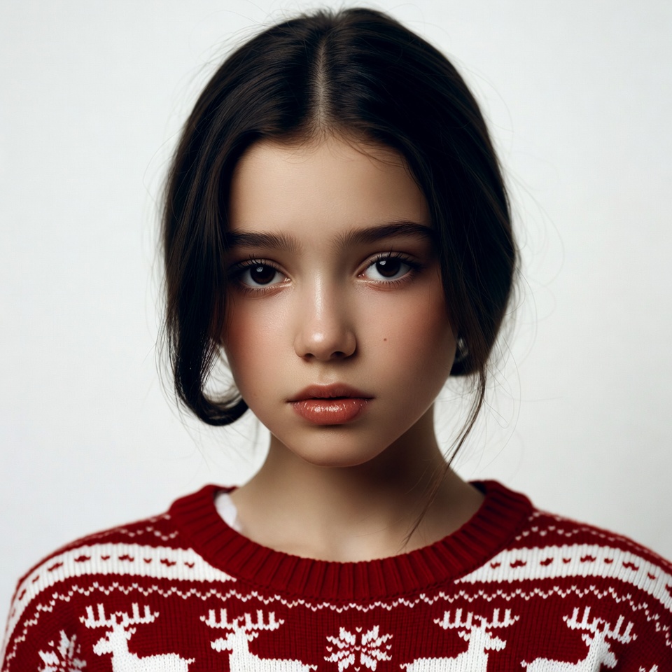 Girl in red reindeer sweater Girl in red reindeer sweater