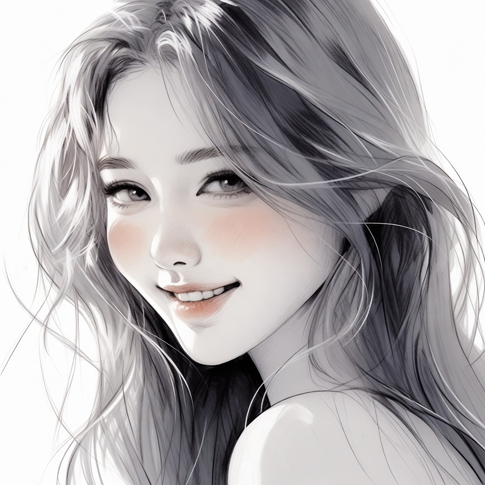 Anime girl smiling with long hair Anime girl smiling with long hair