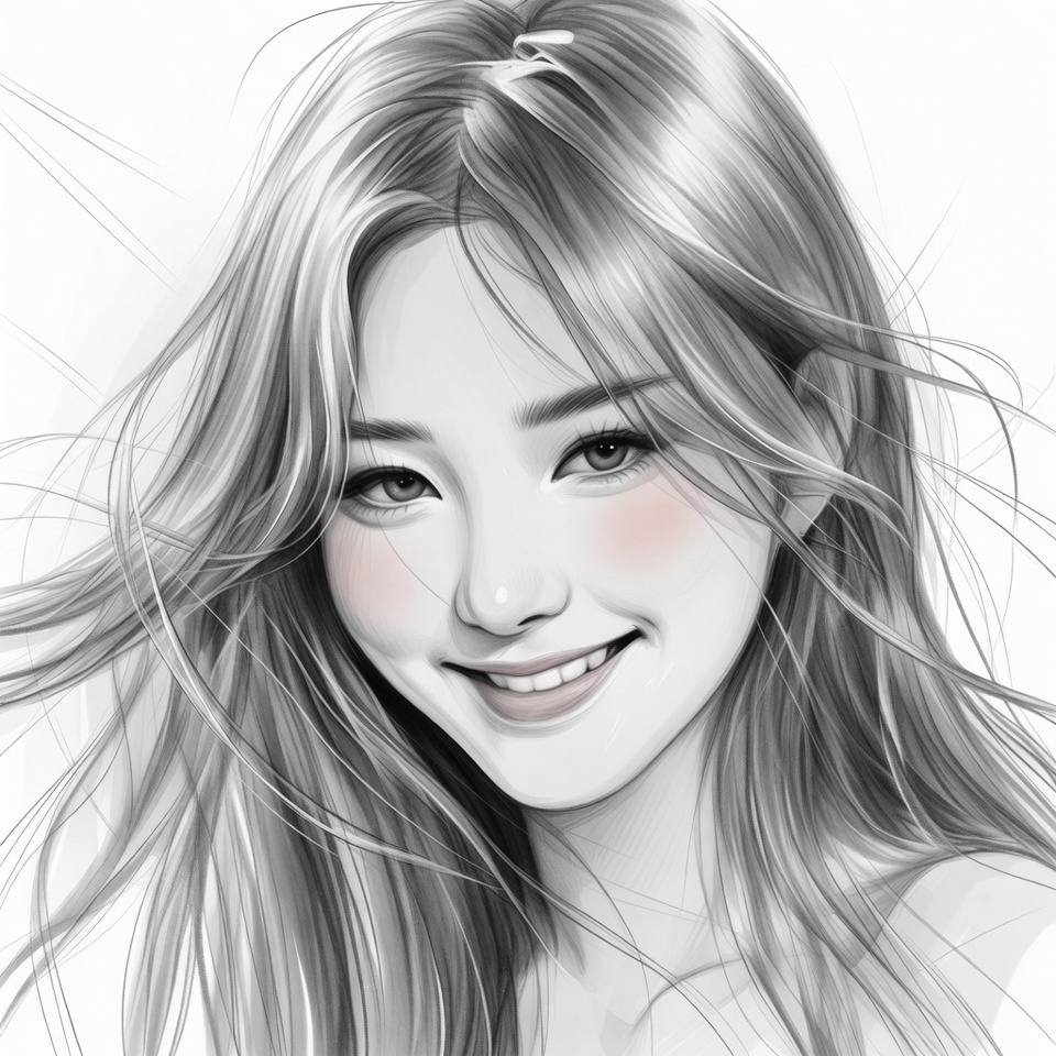 Smiling Asian woman portrait illustration Smiling Asian woman portrait illustration