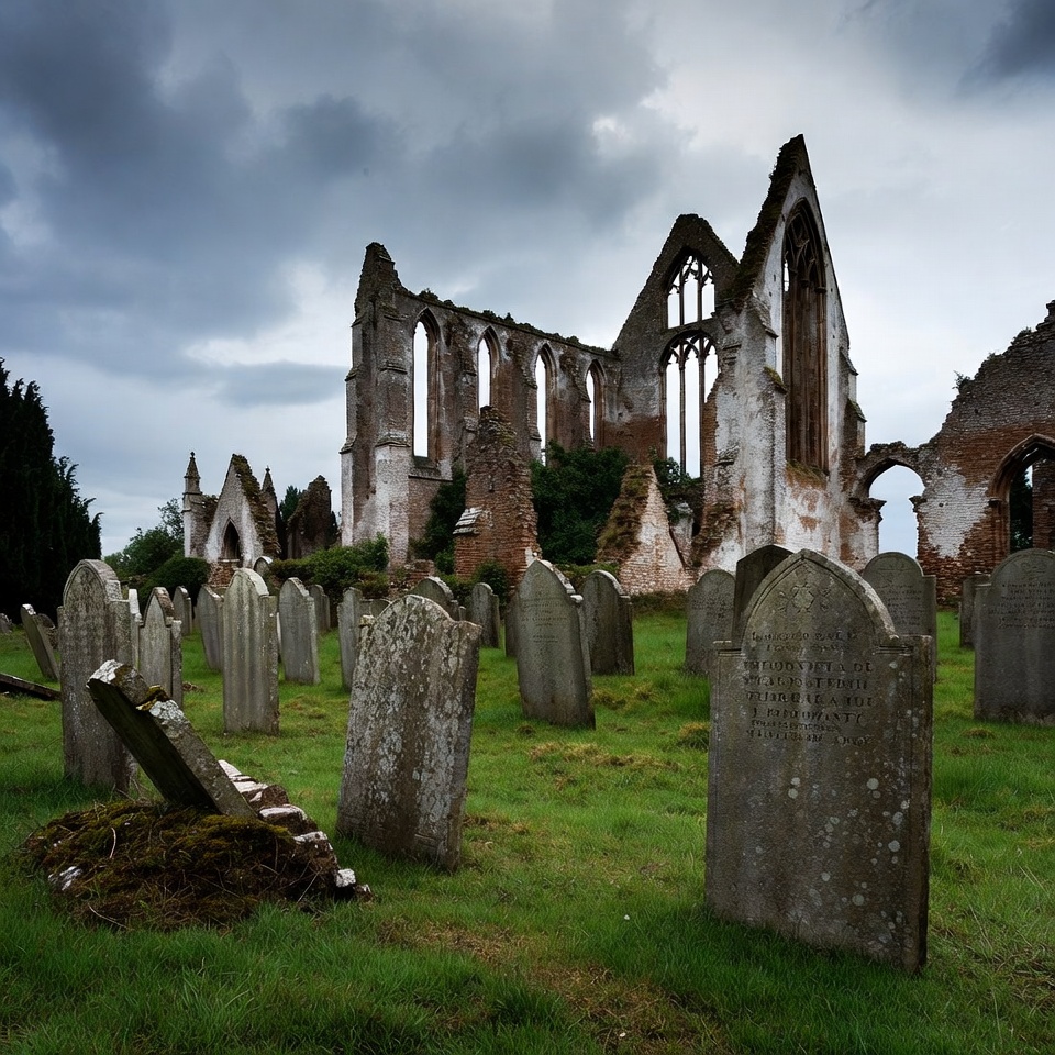 Ruined Gothic Abbey with Gravestones Ruined Gothic Abbey with Gravestones