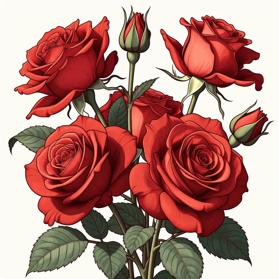 Red Roses Bouquet Illustration Red Roses Bouquet Illustration
