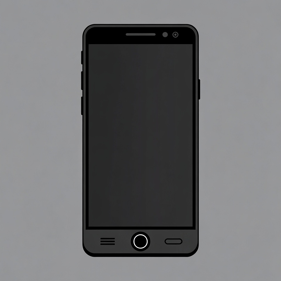 Black Smartphone Icon on Gray Background Black Smartphone Icon on Gray Background