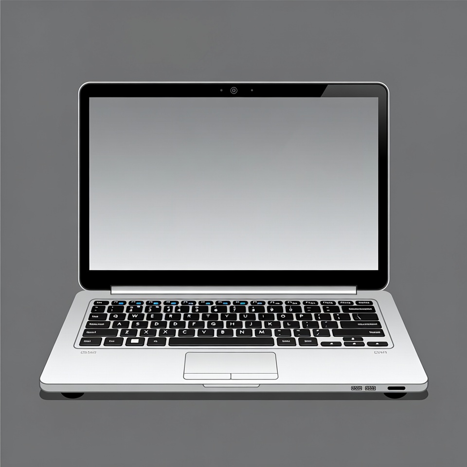 Silver Laptop on Gray Background Silver Laptop on Gray Background