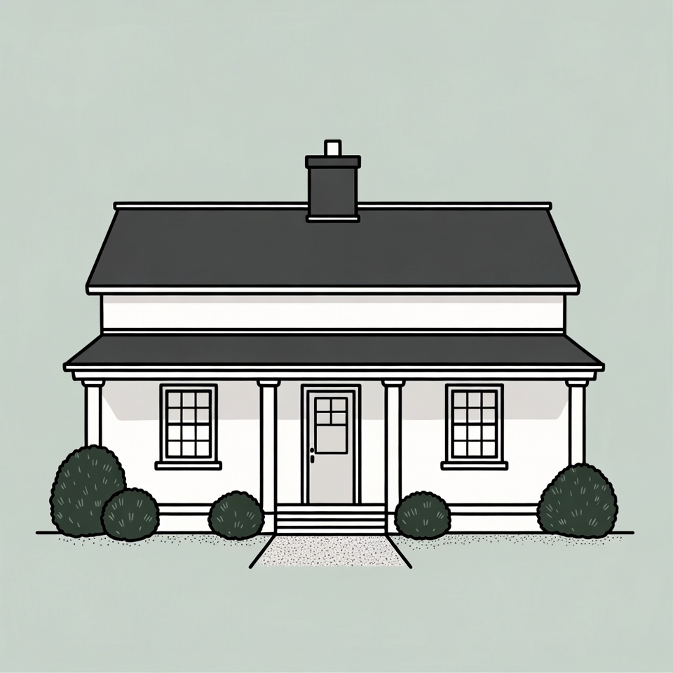 White house with porch illustration White house with porch illustration
