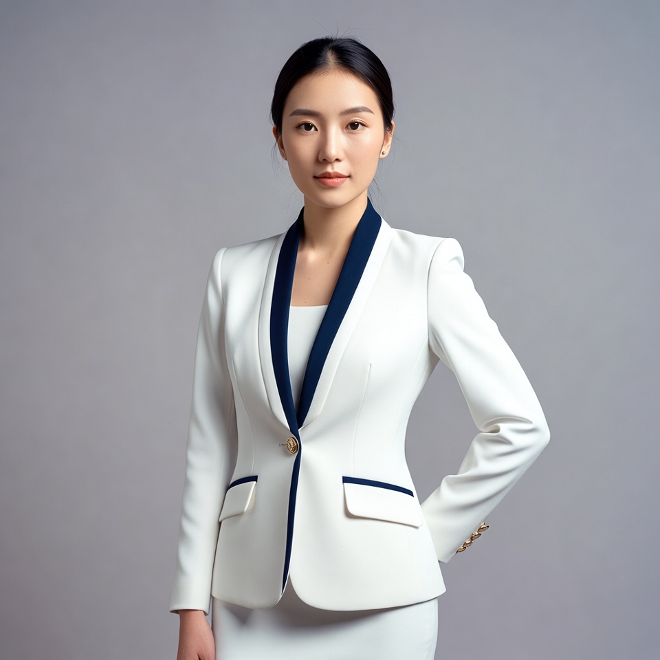 Asian woman in white blazer suit Asian woman in white blazer suit