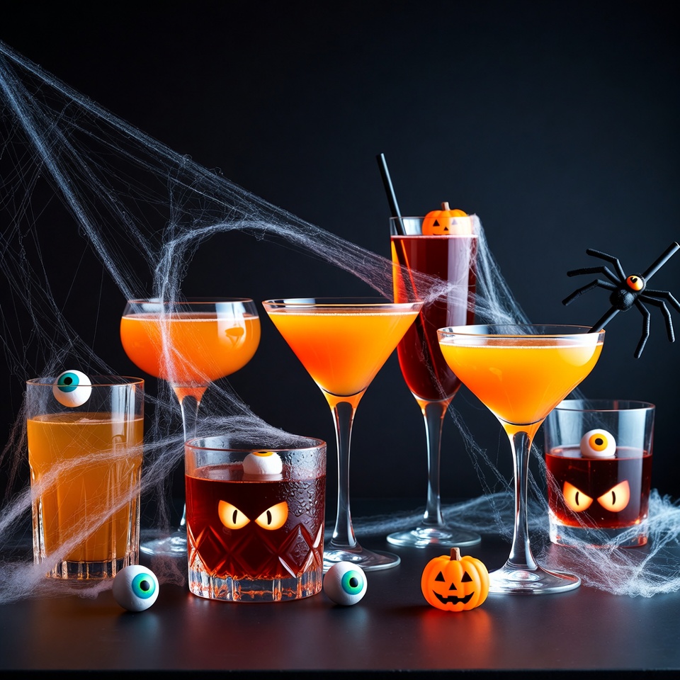 Halloween Cocktails with Eyeballs and Pumpkins Halloween Cocktails with Eyeballs and Pumpkins
