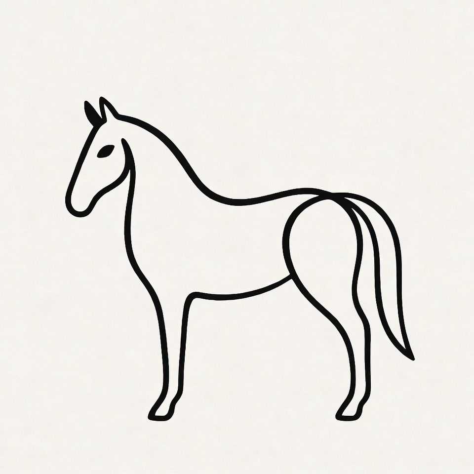Black line drawing horse Black line drawing horse