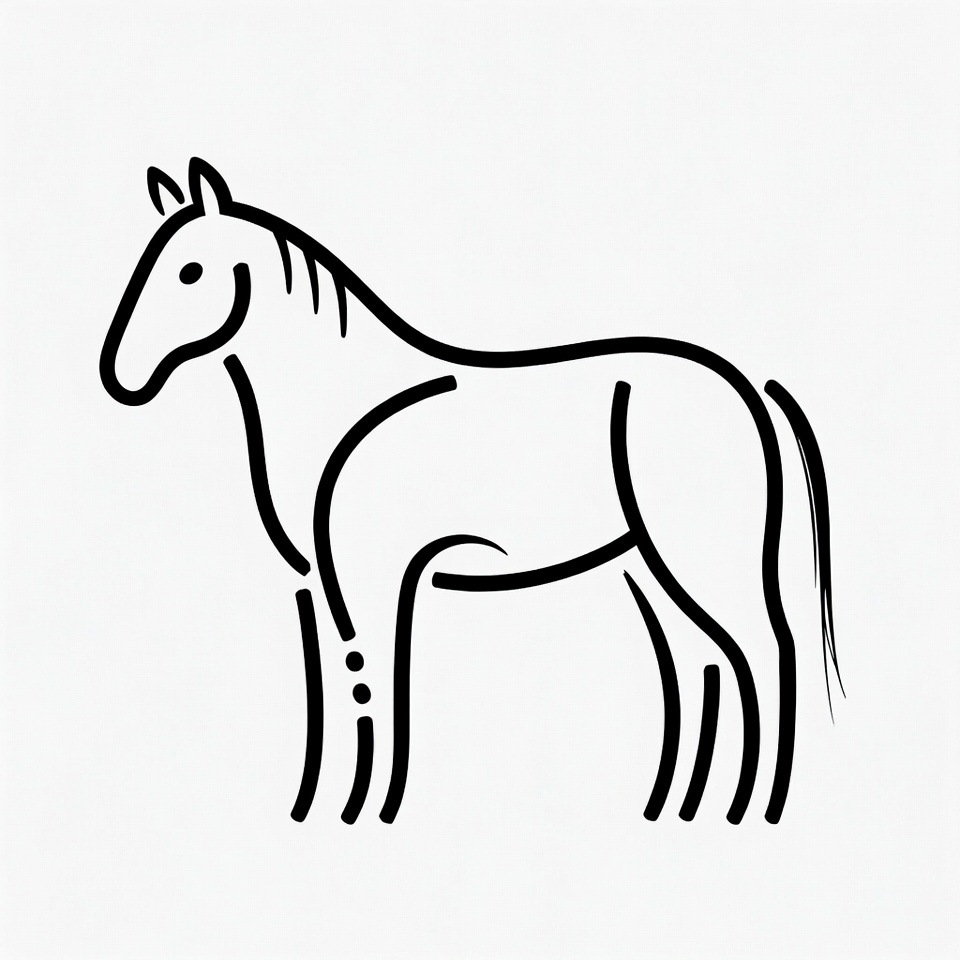 Black line art horse silhouette Black line art horse silhouette
