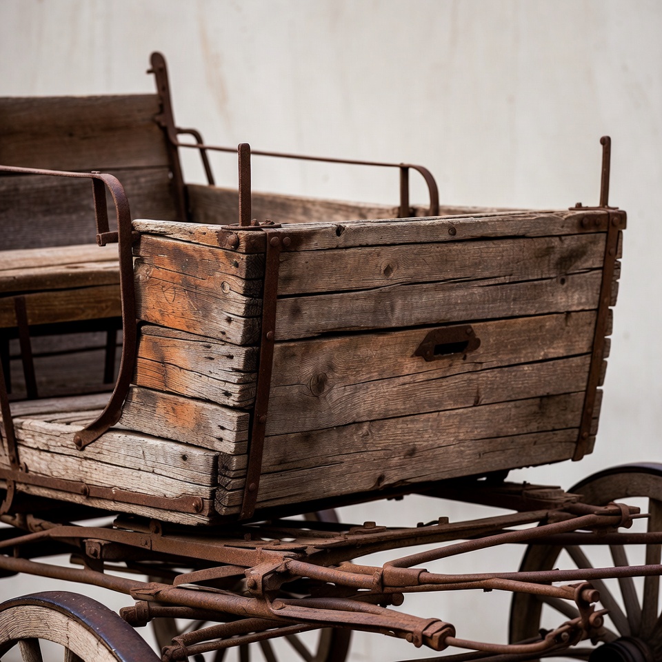 Old Wooden Wagon on White Background Old Wooden Wagon on White Background